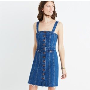 Madewell raw edge denim button front dress